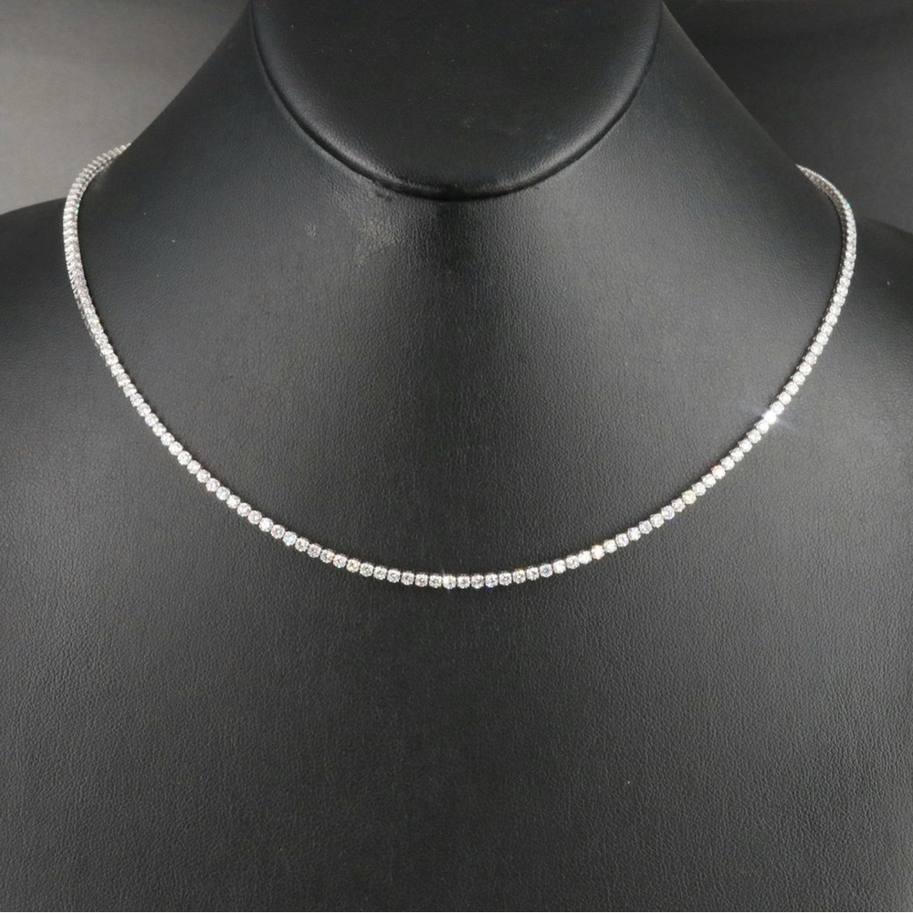 14K White Gold & 8 ctw Lab Grown Diamond Necklace